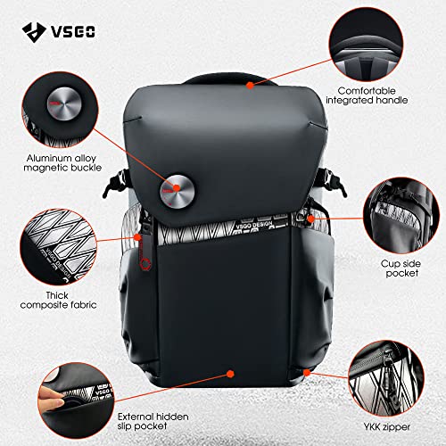 VSGO Camera Backpack Waterproof,15.6 inch Laptop Compartment with Rain Cover, Compatible for Sony Canon Nikon Camera, DJI Stabilizers, Lens Tripod Accessories 20L