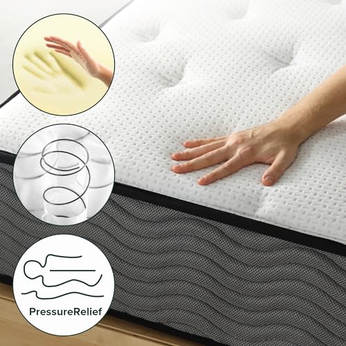 ZINUS 12 Inch True Support Hybrid Mattress [New Version], Queen, Fiberglass Free, Medium Feel, Motion Isolation, Certified Safe Foams & Fabric, Mattress in A Box