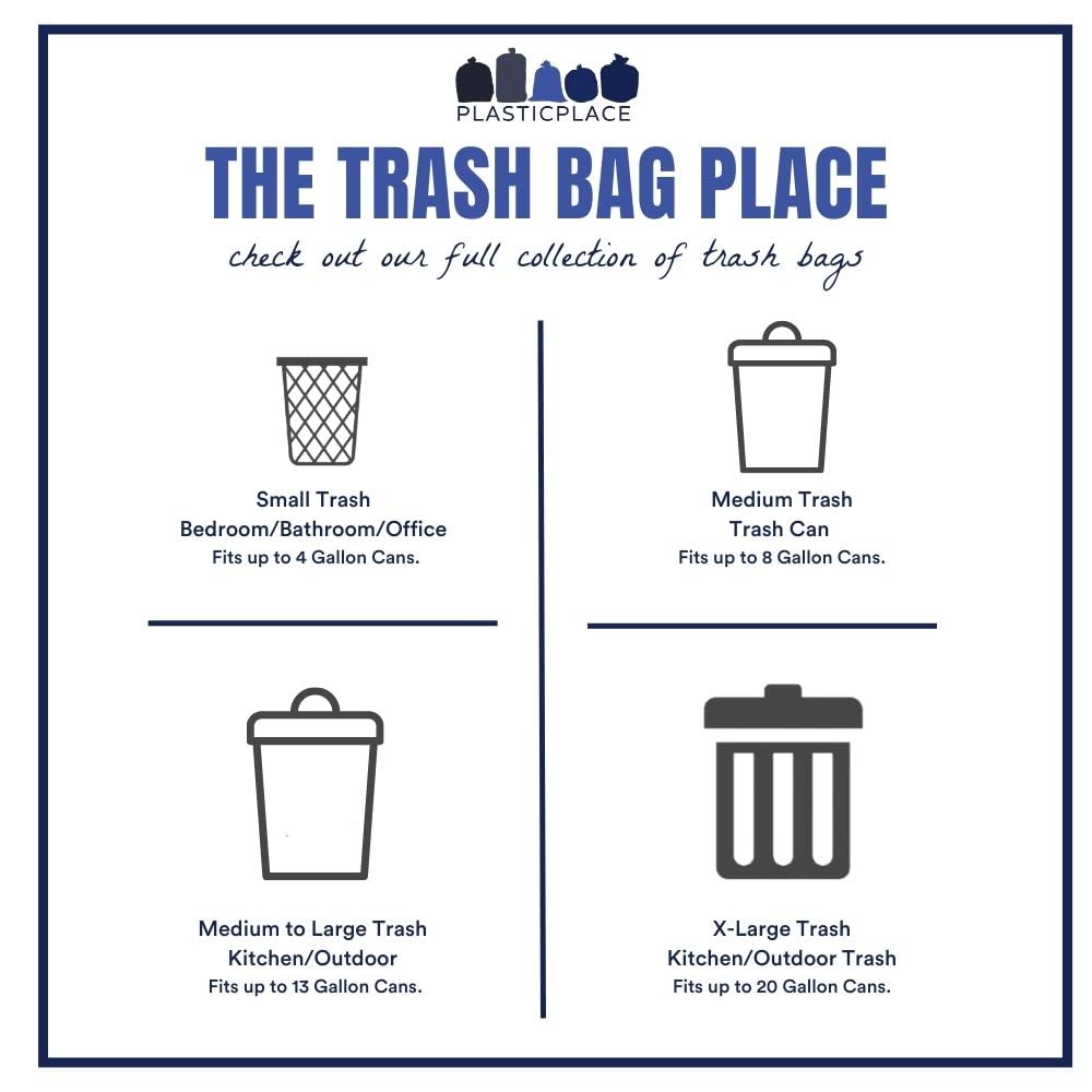 Plasticplace 33 Gallon Trash Bags │ 11 Microns │ Clear High Density Garbage Can Liners │ 33” X 40” (500Count)