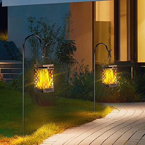 TomCare Solar Lights Outdoor Upgraded Solar Lantern Flickering Flame Outdoor Waterproof Hanging Lanterns Decorative Solar Powered Outdoor Lighting LED Christmas Lights for Patio Deck Yard, 2 Pack