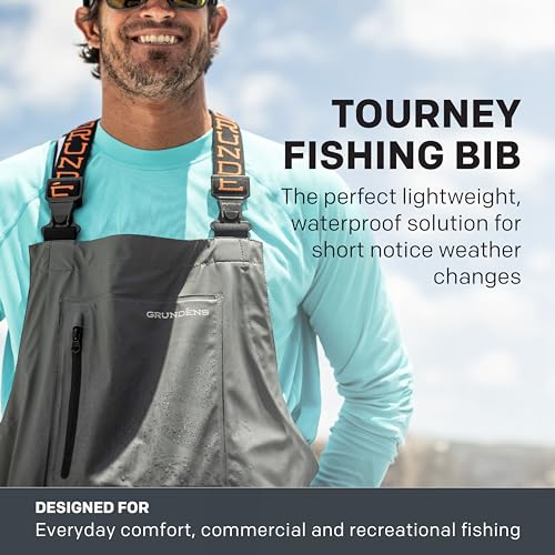 Grundéns Men’s Tourney Bib Fishing Pants | Durable, Waterproof, Iron Grey, Small