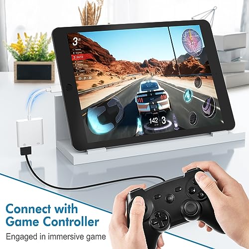 Lightning to USB Camera Adapter with Charging Port, USB Female OTG Adapter for iPhone iPad Models Support Connect Camera, Card Reader, USB Flash Drive, MIDI Keyboard Plug and Play