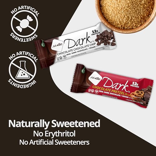NuGo Dark Chocolate Peanut Butter Cup, 12g Protein Bar, Vegan, Gluten Free, Non-GMO, Kosher Pareve 12 Count