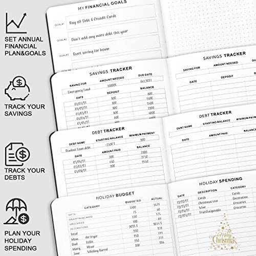 JUBTIC Budget Planner 2024, Budget Book and Monthly Bill Organizer, Finance Planner with Expense Tracker Notebook,Undated,12 Month, A5 Size, Balck