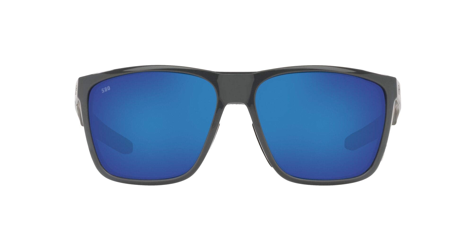 Costa Del Mar Mens Ferg XL Rectangular Sunglasses, Shiny Grey/Blue Mirrored Polarized-580G, 62 mm