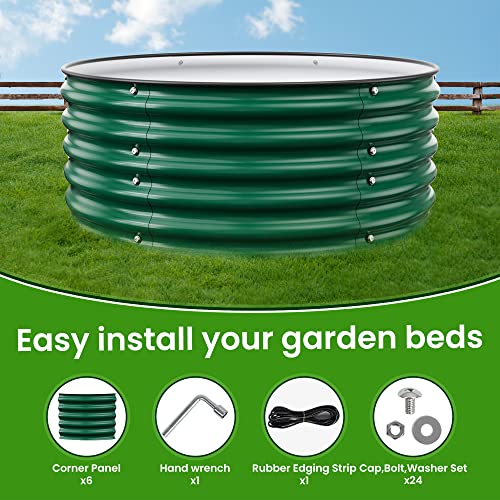 Nossta Round Raised Garden Beds, 42''x42''x17''Outdoor Galvanized Garden Planter Box for Vegetable Fruits Flower Herb (Deep Green)