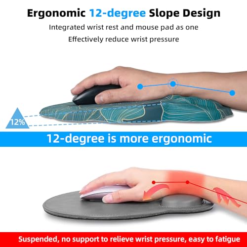 Cloud Ergonomic Mouse Pad Wrist Support, Cloud Wrist Rest Large Ergonomic Mousepad Cute, Ergo Desk Wrist Pad with Massage Design&Memory Foam&Non-Slip PU Base (Black Halloween Skull Skeleton 3)