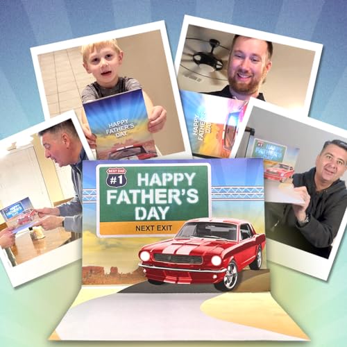 Pop Up Fathers Day Card Classic Car, Rev Up Sounds & Blinking Headlights, Happy Fathers Day Card from Daughter, Father's Day Cards for Husband, Fathers Day Card from Son, Fathers Day Cards