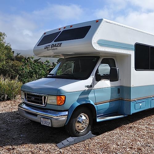 Homeon Wheels RV Leveling Blocks, One Top Tire Wheel Chock and 9 Pack Interlocking Leveling Blocks with Carrying Bag, Heavy Duty Camper Leveling Blocks and Chocks Anti-Slip Pads Design (Gray)