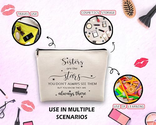 Dwept Funny Sister Gifts from Sisters Makeup Bag, Sister Birthday Gift Ideas Cosmetic Bag, Being My Sister is the Only Gift You Need Makeup Bag for Purse, Big Little Sister Gifts Travel Bag