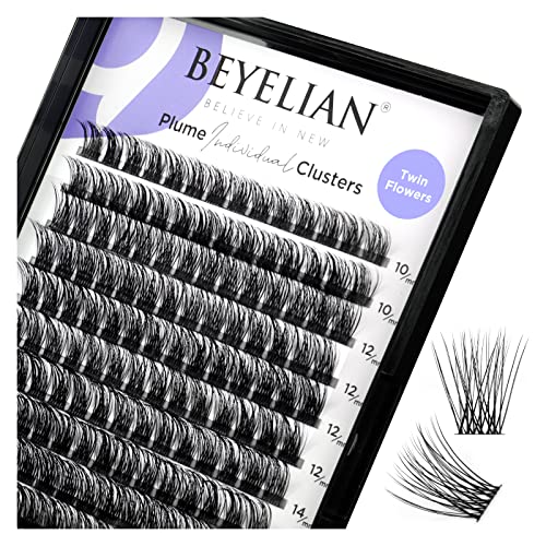 BEYELIAN Cluster Lashes C Curl 144 Pcs Individual Mega Lash Clusters False Eyelashes Extension Natural Look Reusable Glue Bonded Black Super Thin Band Mix DIY Eyelash Extension Style719