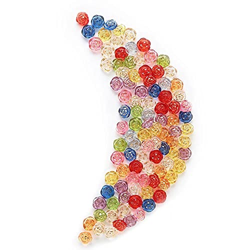 30 Pcs Acrylic Rose Flower Buttons Shirt Buttons Sewing Accessories DIY Crafts (Yellow-Green, 12.5mm)