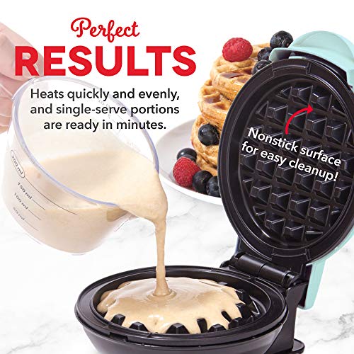 DASH Mini Waffle Maker Machine for Individuals, Paninis, Hash Browns, & Other On the Go Breakfast, Lunch, or Snacks, with Easy to Clean, Non-Stick Sides, White Waffle 4 Inch