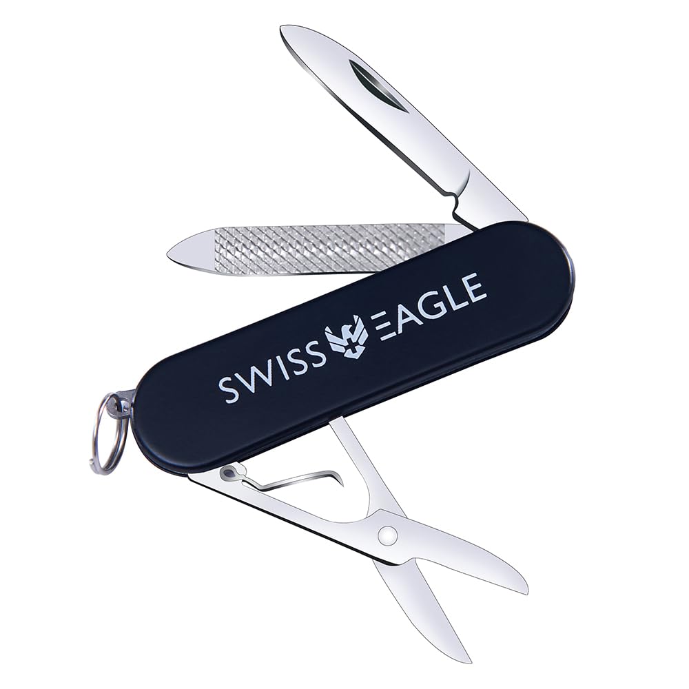 Swiss Eagle Premium Quality Classic Multi-Tool Army Knife - Compact - Tools In Your Pocket - Blac