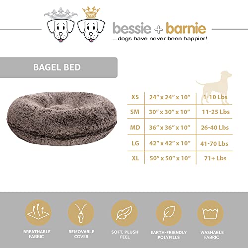 Bessie and Barnie Bagel Donut Dog Bed - Extra Plush Faux Fur - Circle/Donut Dog Bed - Waterproof Lining and Removable Washable Cover - Calming Dog Bed - Multiple Sizes & Colors Available