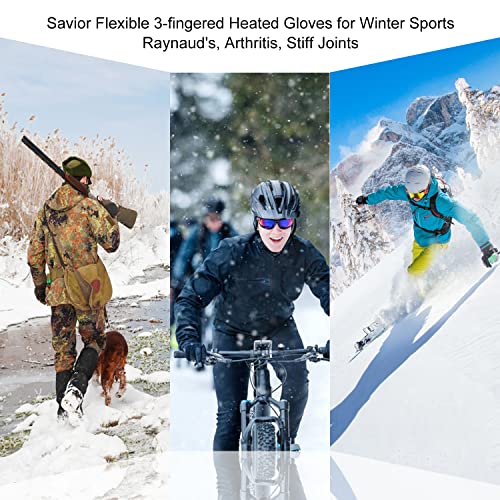 SAVIOR HEAT Heated Mittens Battery Gloves Men Women, 2023 Flexible Crab Finger Rechargeable Ski Mitten with 7.4V 2200mAh Battery for Winter Snow Skating Camping Hunting Hiking Motorcycle