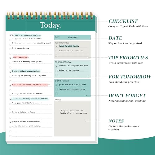 To Do List Notepad - To Do List Notebook for Work with 52 Sheets, 6.5" x 9.8" Checklist Productivity Organizer with Hourly Schedule for Task Management-Azure