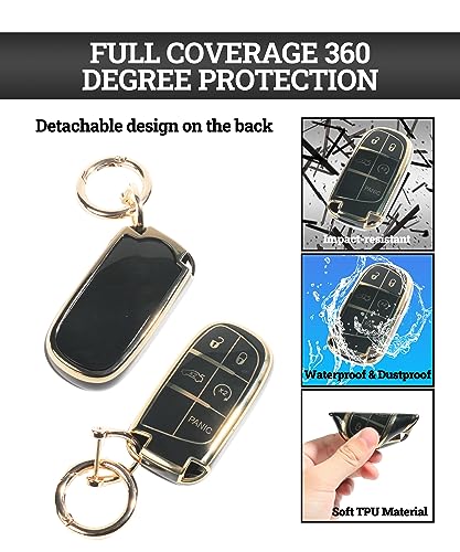 Zlirfy Key Fob Cover,Key Case Shell with Keychain,Car Accessories Car Key Case,Soft Full Protection Key Shell,Smart Key Fob Key Fob Case Protector,Compatible with Most Car Models (Black)