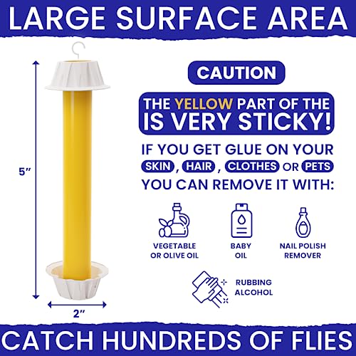 Fly Stick Sticky Fly Traps for Indoors and Outdoor 6pk. Non-Toxic Bait Free. Trap All Flies. Sticky Fly Traps for Indoors Outdoor Fly Catchers for Inside Home Bug Sticky Traps for Bugs Fly Sticky Trap