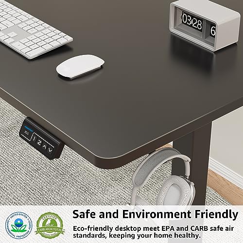 MOUNTUP Height Adjustable Electric Standing Desk Whole-Piece, 48 x 24 Inches Quick Assembly Sit Stand Desk, Stand Up Desk with Memory Controller, Ergonomic Desk, Black