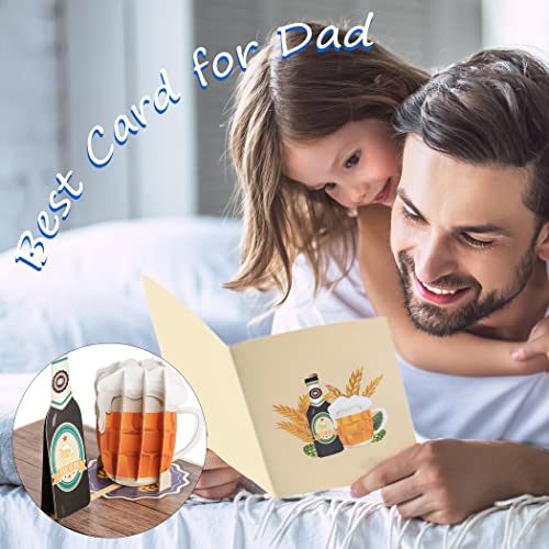 ALMHH Funny Fathers Day Card(Beer), Happy Fathers Day Card, Pop Up Fathers Day Cards from Wife Son Daughter Kids, 5.9 X 7.87”, 3D Father’s Day Card for Husband Or Grandpa, Happy Birthday Dad Card