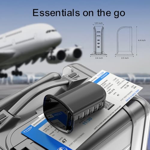 USB Charger Block with Type C, 6-Port Chargers for Multiple Devices, USB Charging Hub with Smart IC, Charger Station Total 60W for Phone/Tablet/Gaming, Wall Charger Adapter Compact&Portable