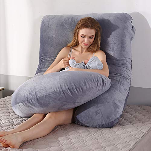 BATTOP Pregnancy Pillows for Sleeping,Full Body Maternity Pillow with Removable Cover,Support for Back,HIPS,Legs,Belly for Pregnant Women,Pregnancy Must Haves