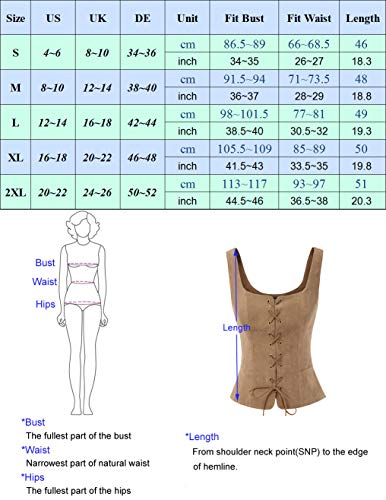 Scarlet Darkness Womens Pirate Vest Waistcoat Gothic Steampunk Renaissance Bodice Black S