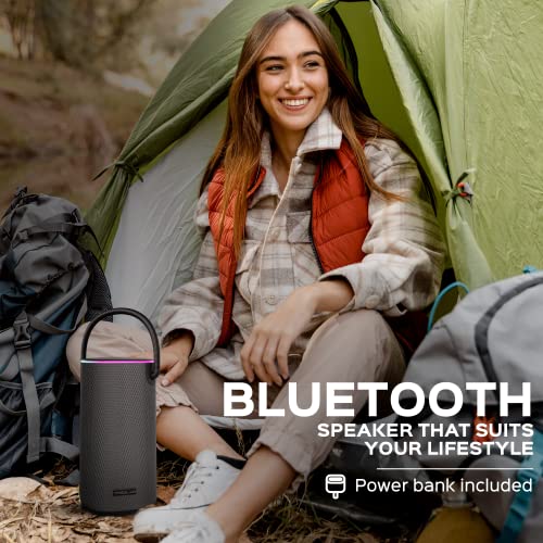 TREBLAB HD-Force - Portable Bluetooth Speaker with Handle, Immersive 50W Stereo Sound, Punchy Bass, 25H Playtime, Power Bank, Wireless TWS, 5 RGB, Waterproof, Shockproof for Outdoors, Camping, Beach