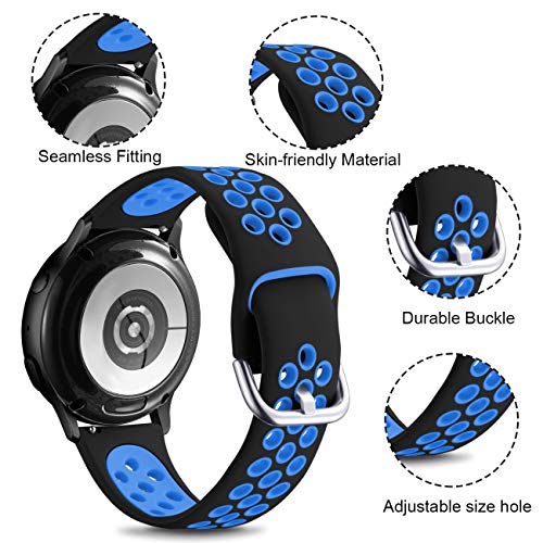 GEAK Compatible with Samsung Watch 5 Band/Galaxy Watch 5 Pro Bands/Galaxy Watch 4 Band 40mm 44mm/Samsung Active 2 Watch Bands 40mm/44mm,20mm Breathable Silicone Watch Strap for Men Large White/Black