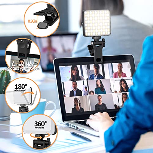 Rechargeable Selfie Light & Phone Light Clip for iPhone - Phone LED Light with Adjustable Brightness, Perfect for Selfies, Makeup, TikTok, Live Streaming & Video Conferencing Black