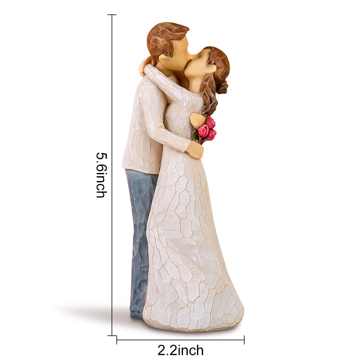 AIDLNS Husband and Wife Hug Figurine, Valentine's Day Gift for Wife Girlfriend Husband Boyfriend Romantic Hand Painted Sculpture Couple Figure Anniversary Wedding Gift (Can't Help Falling in Love)