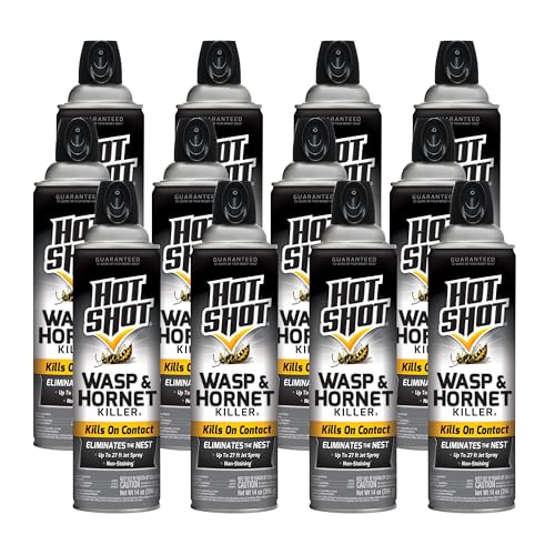 Hot Shot Wasp & Hornet Killer, Aerosol, 14-Ounce, 12-Pack Black