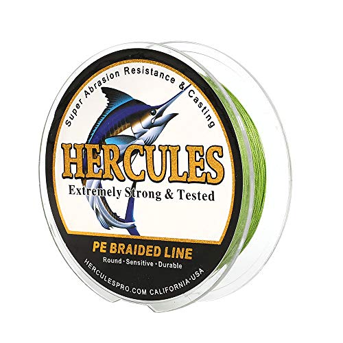 HERCULES Super Cast 100M 109 Yards Braided Fishing Line 100 LB Test for Saltwater Freshwater PE Braid Fish Lines Superline 8 Strands - Fluorescent Green, 100LB (45.4KG), 0.55MM
