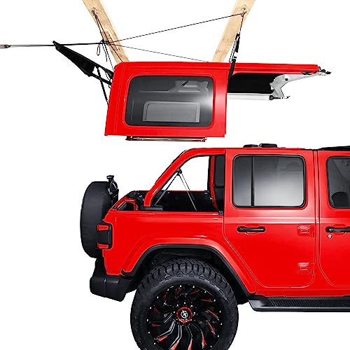 Hard Top Removal Lift for Jeep Wrangler, Compatible with All Jeep Wrangler JK JL Models, Easy One-Person Operation Roof Hardtop Hoist with Anti-Drop System, Supports 8-16 ft. Ceiling, 6 T Knobs