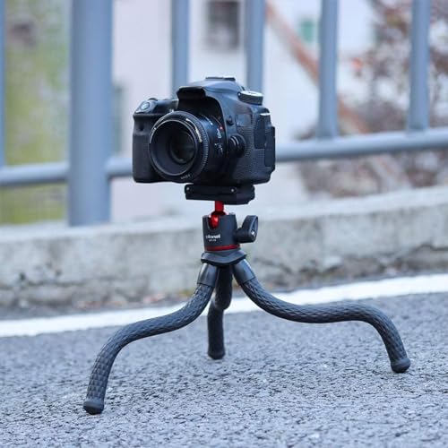 ULANZI Camera Tripod, Mini Flexible Stand with Hidden Phone Holder w Cold Shoe Mount, 1/4'' Screw for Magic Arm, Universal for iPhone 15 14 Pro Max XS Max X 8 Samsung Canon Nikon Sony Cameras