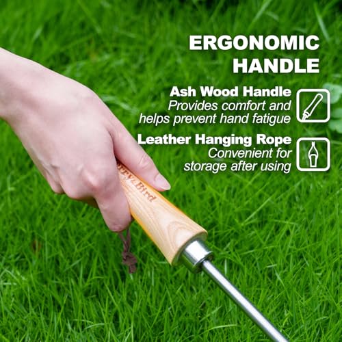 Berry&Bird Swoe Garden Hoe, 61.8'' Stainless Steel Long Handled 3 Edge Hoe with Wooden Hand, Mini Angled/Warren Hoe, Soil Cultivator Weeding Tool for Grass Flower Backyard