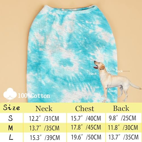 Dog Blue Tie-dye Sleeveless T-shirt Spring and Summer thin Cotton Puppy Dog Clothes Cute Tie-dye Printed Vest（Small Blue）