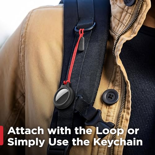 KeySmart AirClip Apple Airtag Keychain Holder - Twist and Lock Air Tag Holder, Includes Loop Strap and Black Key Ring (Black, 1 Pack)