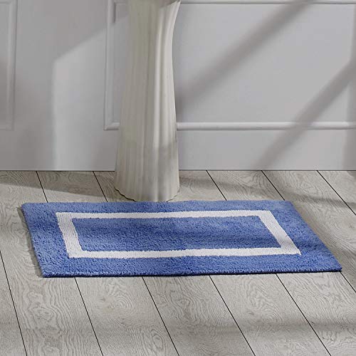 Better Trends 100% Cotton Hotel Collection Bath Mats, Gray & White - Tufted, Reversible & Absorbent & Machine Washable Bath Mats for Bathroom Floor, Shower & Sink Bath Mat Rug, 17" x 24"