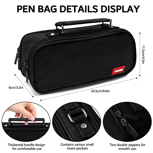 Ayieyill Big Capacity Pencil Case,Large Storage Pencil Pouch Pen Case Bag with Zipper,Cute Pencil Case for School College Student Office Supplies Girls Teen Kids Adult(Black)