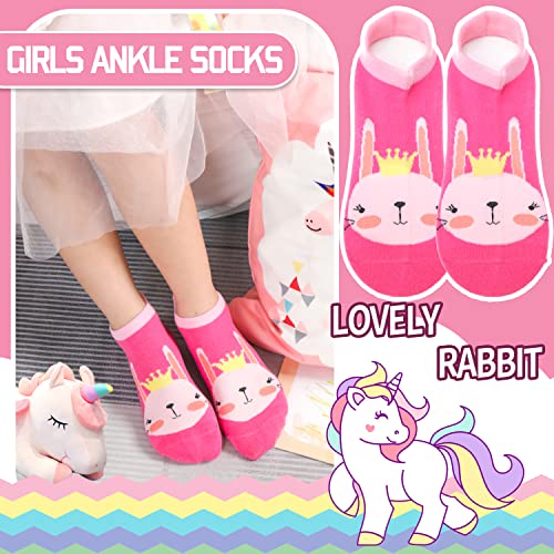 ANTSANG Kids Girls Toddler Unicorn Socks Ankle Low Cut No Show Cute Silly Novelty Fashion Cartoon Gifts Stocking Stuffers Socks 6 Pairs (Animal,1-3 Y)