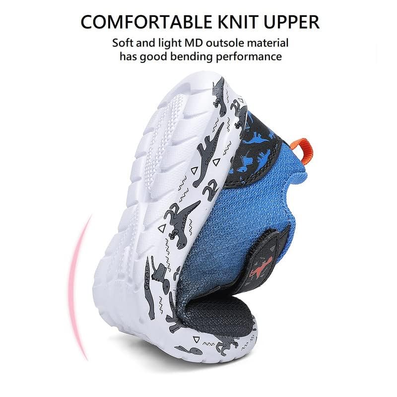 GEERX DIMO Dinosaur Toddler Boys Shoes Non Slip Lightweight Breathable Comfortable Sport Athletic Running Tennis Sneakers Steel Blue Orange Size 10