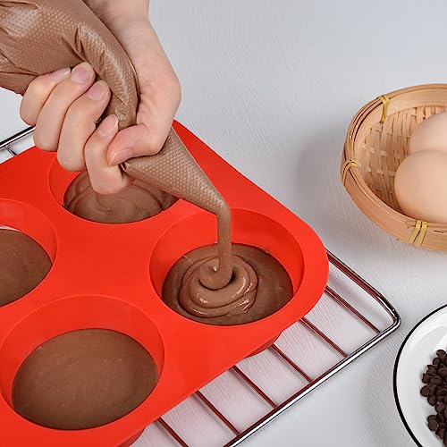 CAKETIME Jumbo Muffin Pan, 3.5 Inch Large Muffin Pan 6 Cup Silicone Jumbo Muffin Tin for Baking Food Grade Silicone Non Stick