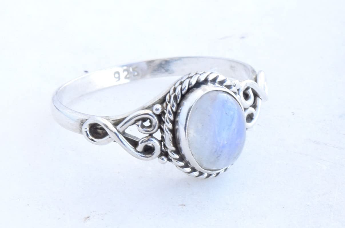 Rainbow Moonstone Ring 925 Sterling Silver Statement Ring For Women Handmade Rings Gemstone Christmas Promise Ring Size US 5 Gift For Her