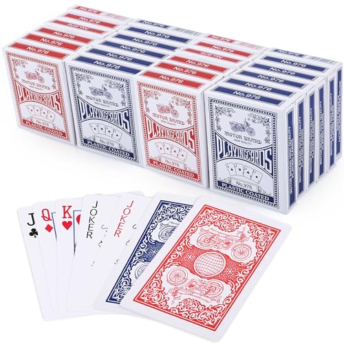 LotFancy Playing Cards, 2 Pack, Decks of Cards, Poker Size Standard Index, for Blackjack, Euchre, Canasta Card Game, Casino Grade Poker Cards, Blue and Red