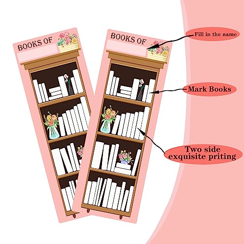 Book Tracker Bookmark Bookshelf 50 Pcs Double-Sided Reading Page Markers Book Marker libraries Cards Book Tracker Notecards for Party Reader Writer Kids Student Book Lover Supplies 2.5 x 7 inch