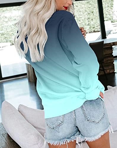 BeadChica Womens Casual Crewneck Sweatshirt Long Sleeve Tops Cute Pullover Loose Fit-Solid-S