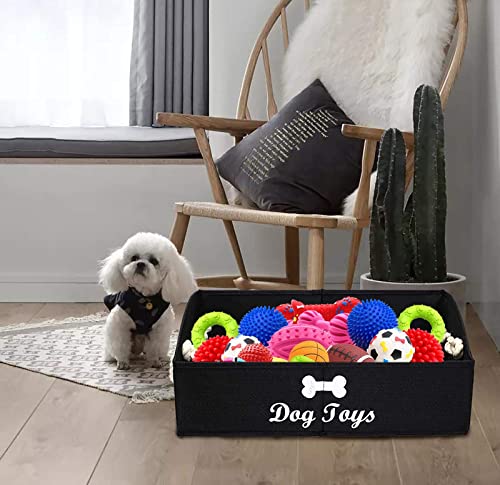 Morezi Large dog toy bin puppy shallow toy baskets dog toy storage perfect for living room playroom closet home organization - Black