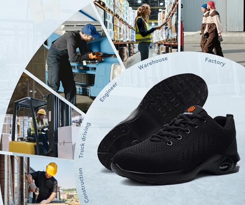DYKHMILY Steel Toe Shoes for Men Steel Toe Sneakers Safety Shoe for Man Non Slip Work Shoes Lightweight Composite Toe Shoe Comfortable Size 10,Black